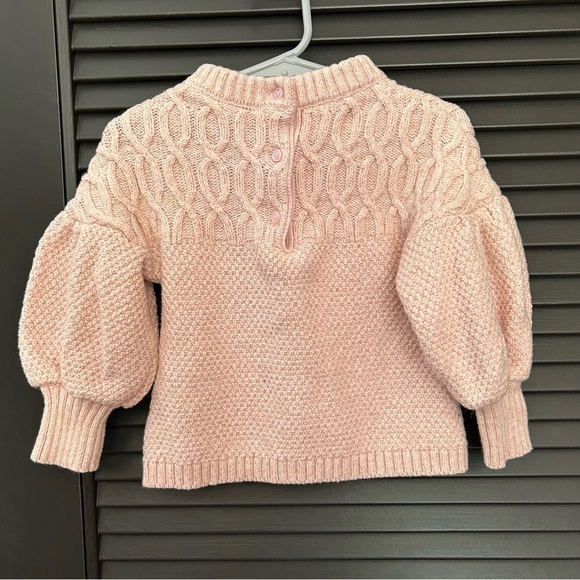 Janie and Jack Textured Wool Blend Sweater, Pink Cable Knit, Size 18-24 Months - Picture 4 of 11